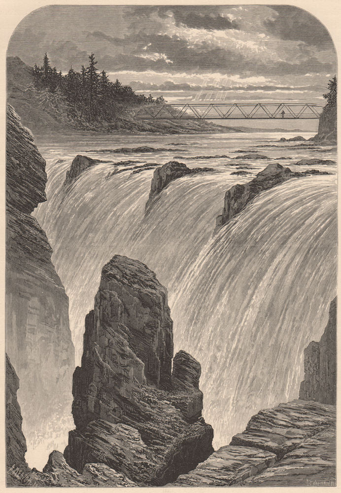 NEW JERSEY. Passaic falls 1874 old antique vintage print picture